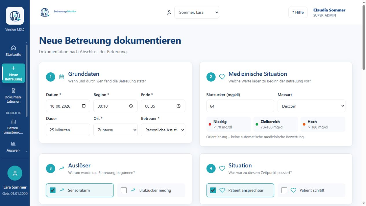 Strukturierte Erfassung einer Betreuungssituation